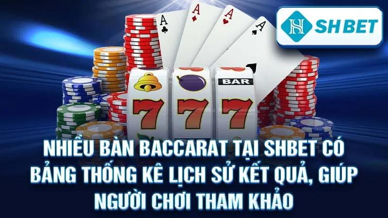 Nhiều bàn Baccarat tại SHBET có bảng thống kê lịch sử kết quả, giúp người chơi tham khảo.